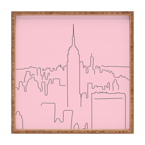 Daily Regina Designs New York City Minimal Line Pink Square Tray