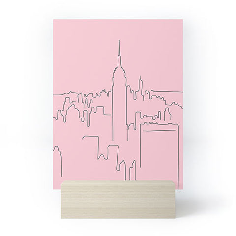 Daily Regina Designs New York City Minimal Line Pink Mini Art Print