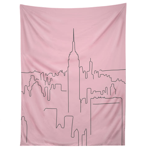 Daily Regina Designs New York City Minimal Line Pink Tapestry