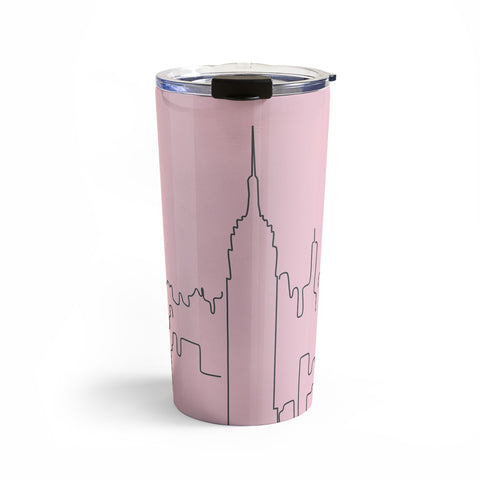 Daily Regina Designs New York City Minimal Line Pink Travel Mug