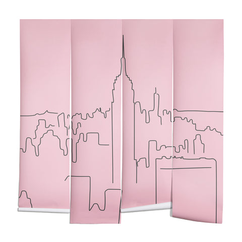 Daily Regina Designs New York City Minimal Line Pink Wall Mural