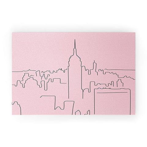 Daily Regina Designs New York City Minimal Line Pink Welcome Mat