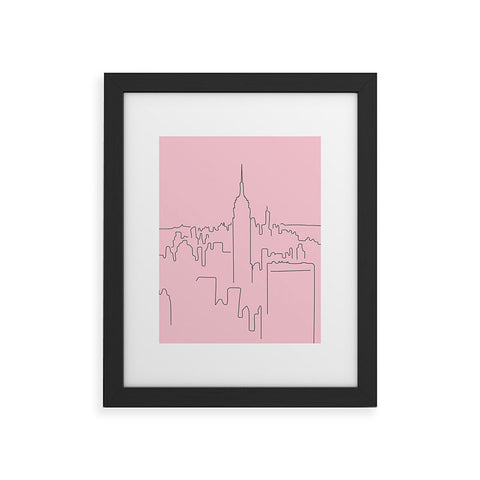 Daily Regina Designs New York City Minimal Line Pink Framed Art Print