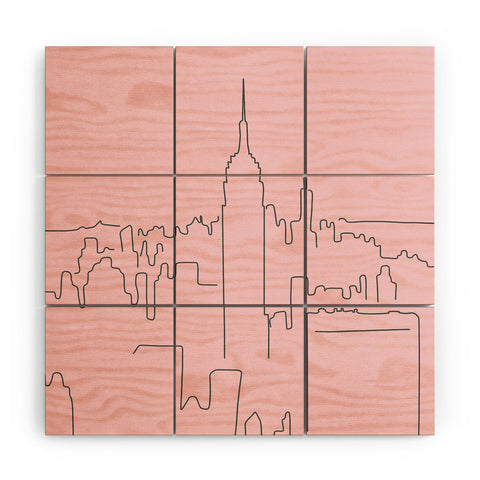 Daily Regina Designs New York City Minimal Line Pink Wood Wall Mural