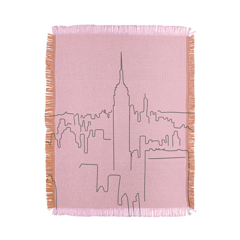 Daily Regina Designs New York City Minimal Line Pink Throw Blanket
