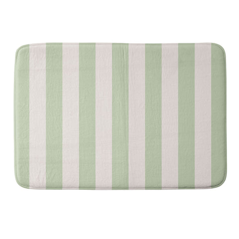 Daily Regina Designs Pastel Green Vertical Stripes Memory Foam Bath Mat