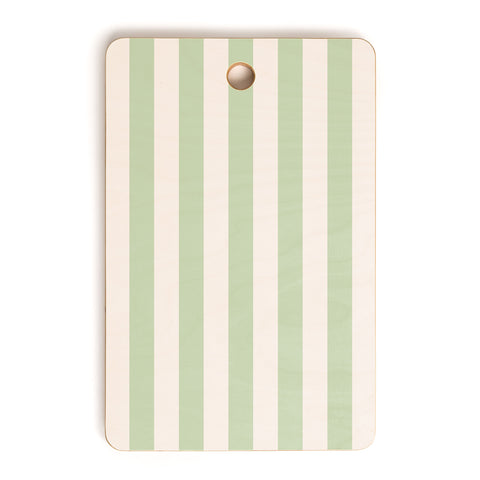 Daily Regina Designs Pastel Green Vertical Stripes Cutting Board Rectangle