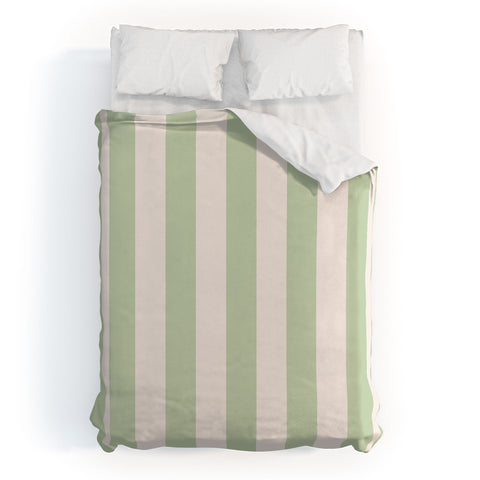 Daily Regina Designs Pastel Green Vertical Stripes Duvet Cover