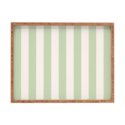 Daily Regina Designs Pastel Green Vertical Stripes Rectangular Tray