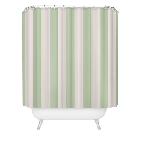 Daily Regina Designs Pastel Green Vertical Stripes Shower Curtain