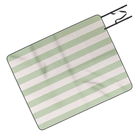 Daily Regina Designs Pastel Green Vertical Stripes Picnic Blanket