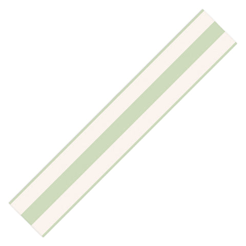 Daily Regina Designs Pastel Green Vertical Stripes Table Runner