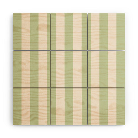 Daily Regina Designs Pastel Green Vertical Stripes Wood Wall Mural