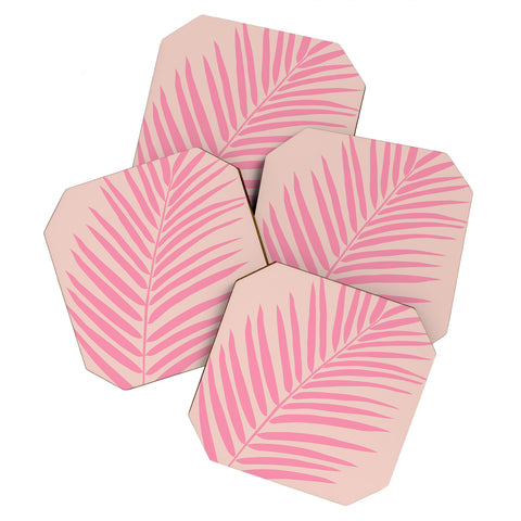 Daily Regina Designs Pink And Blush Palm Leaf Coaster Set