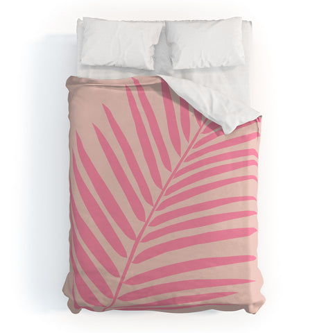 Daily Regina Designs Pink And Blush Palm Leaf Duvet Cover