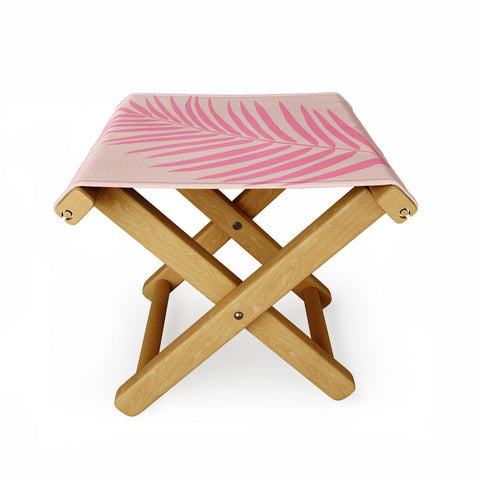Daily Regina Designs Pink And Blush Palm Leaf Folding Stool