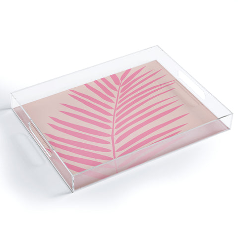 Daily Regina Designs Pink And Blush Palm Leaf Acrylic Tray