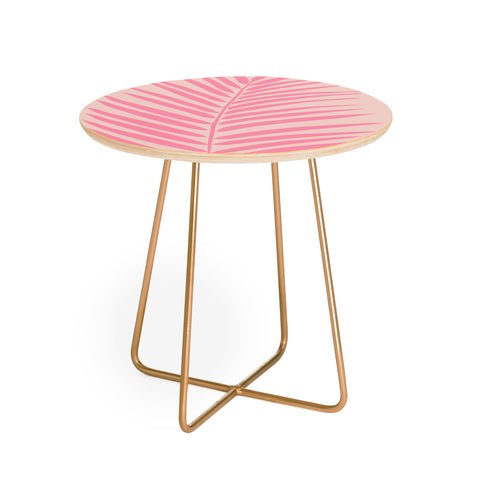 Daily Regina Designs Pink And Blush Palm Leaf Round Side Table