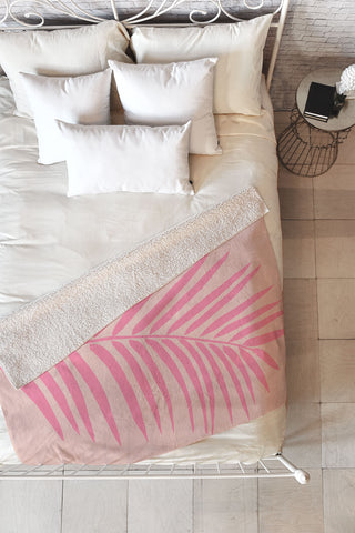 Daily Regina Designs Pink And Blush Palm Leaf Fleece Throw Blanket