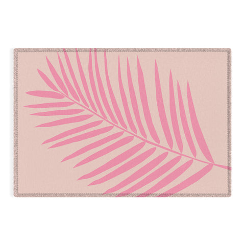 Daily Regina Designs Pink And Blush Palm Leaf Outdoor Rug