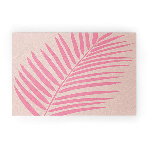 Daily Regina Designs Pink And Blush Palm Leaf Welcome Mat