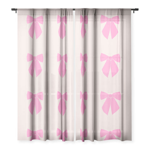 Daily Regina Designs Pink Bow Sheer Window Curtain