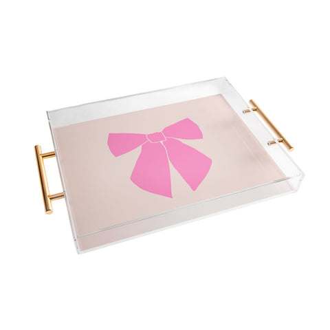 Daily Regina Designs Pink Bow Acrylic Tray