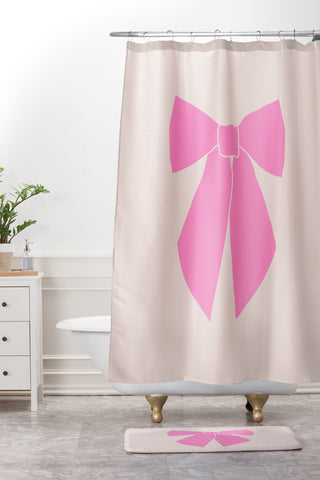 Daily Regina Designs Pink Bow Shower Curtain And Mat