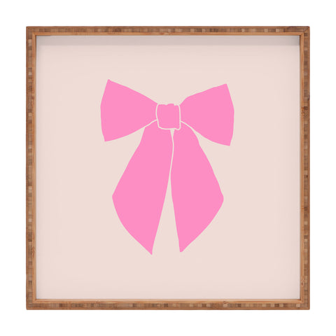 Daily Regina Designs Pink Bow Square Tray