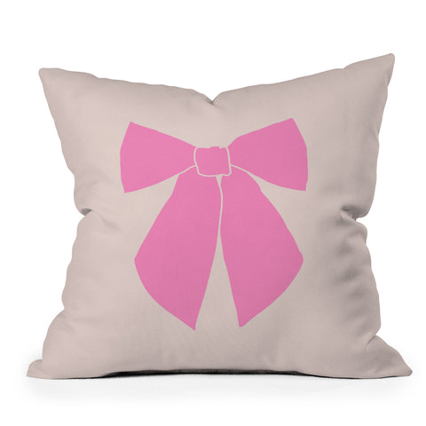 Daily Regina Designs Pink Bow Outdoor Throw Pillow