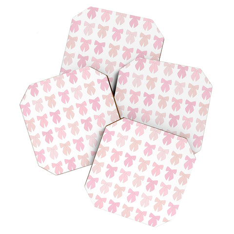 Daily Regina Designs Pink Bows Preppy Coquette Coaster Set