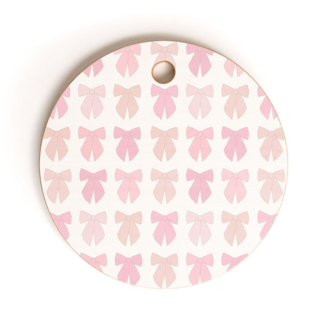Daily Regina Designs Pink Bows Preppy Coquette Cutting Board Round