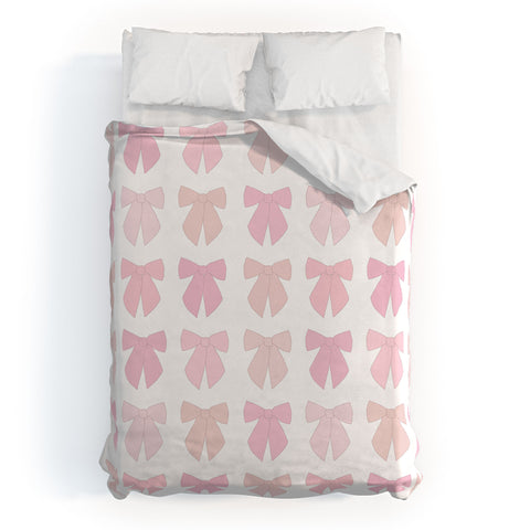 Daily Regina Designs Pink Bows Preppy Coquette Duvet Cover