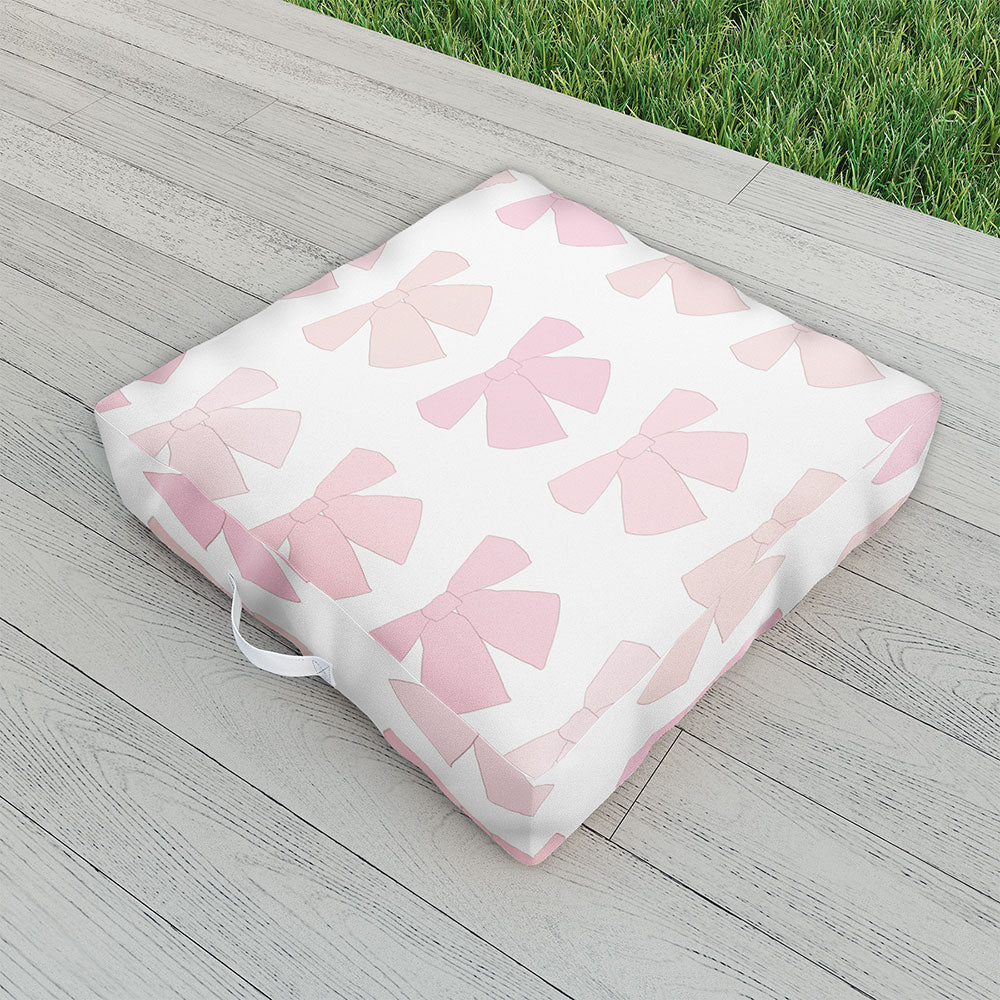 Pink Bows Preppy Coquette Outdoor Floor Cushion Daily Regina Designs