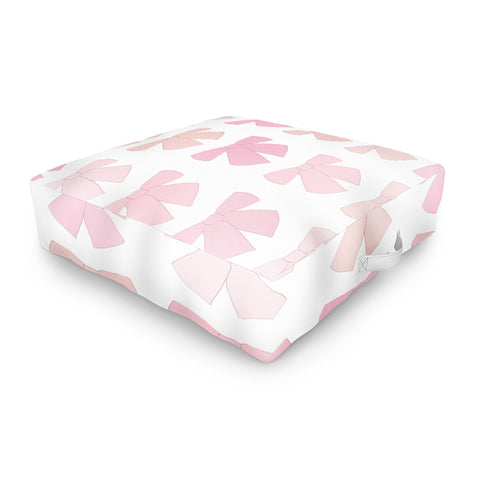 Daily Regina Designs Pink Bows Preppy Coquette Outdoor Floor Cushion