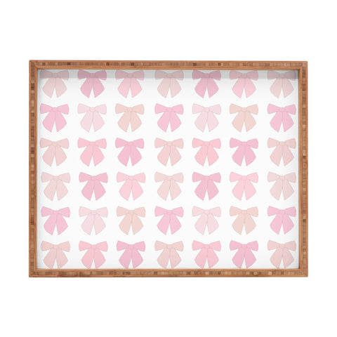 Daily Regina Designs Pink Bows Preppy Coquette Rectangular Tray