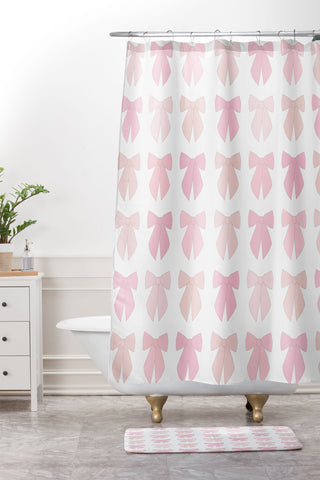 Daily Regina Designs Pink Bows Preppy Coquette Shower Curtain And Mat