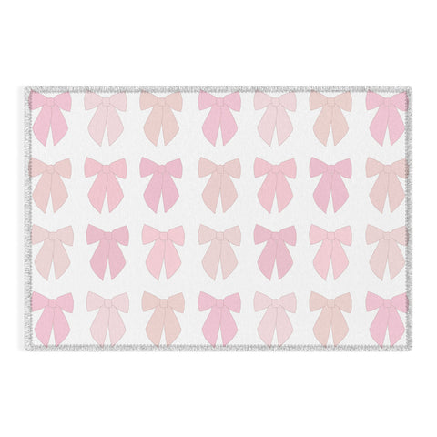 Daily Regina Designs Pink Bows Preppy Coquette Outdoor Rug