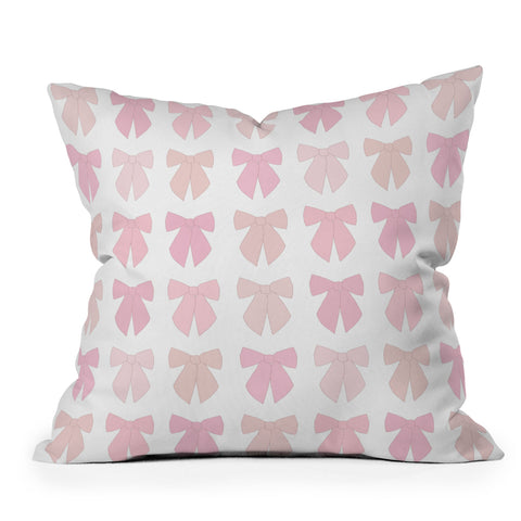 Daily Regina Designs Pink Bows Preppy Coquette Outdoor Throw Pillow