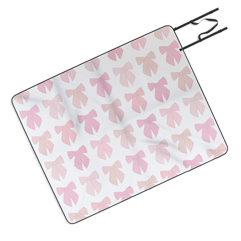 Daily Regina Designs Pink Bows Preppy Coquette Picnic Blanket