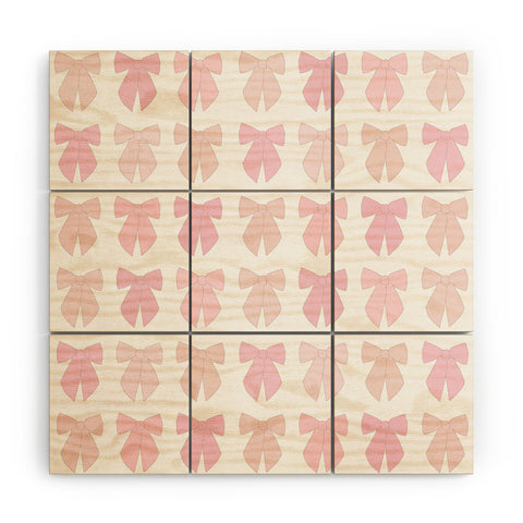 Daily Regina Designs Pink Bows Preppy Coquette Wood Wall Mural
