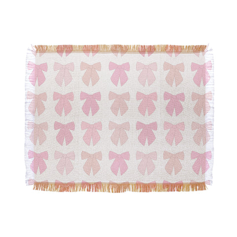 Daily Regina Designs Pink Bows Preppy Coquette Throw Blanket