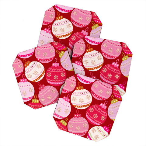 Daily Regina Designs Pink Christmas Decorations Coaster Set