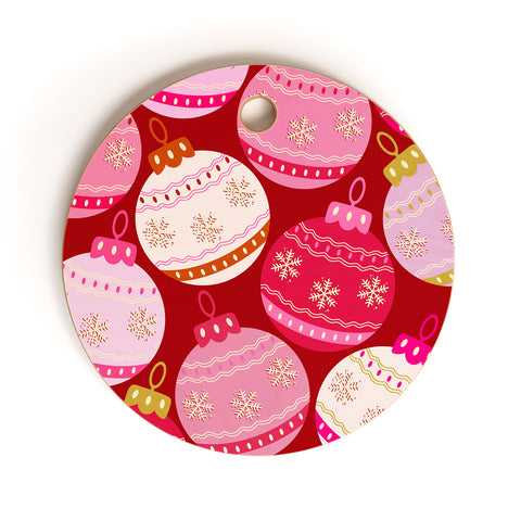 Daily Regina Designs Pink Christmas Decorations Cutting Board Round