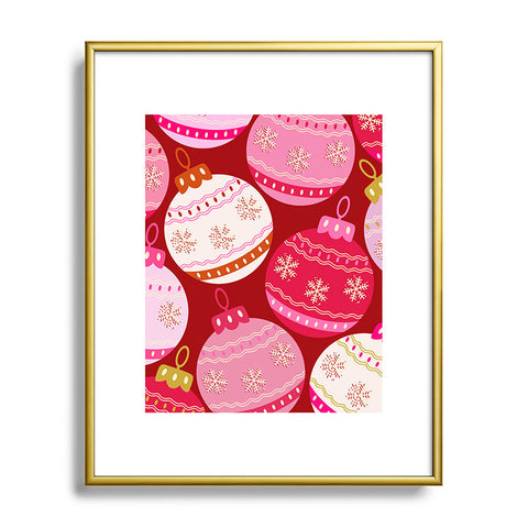 Daily Regina Designs Pink Christmas Decorations Metal Framed Art Print