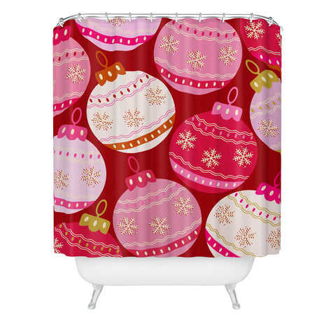 Daily Regina Designs Pink Christmas Decorations Shower Curtain