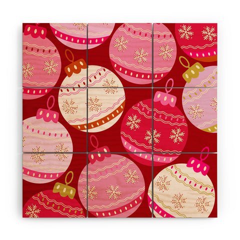 Daily Regina Designs Pink Christmas Decorations Wood Wall Mural