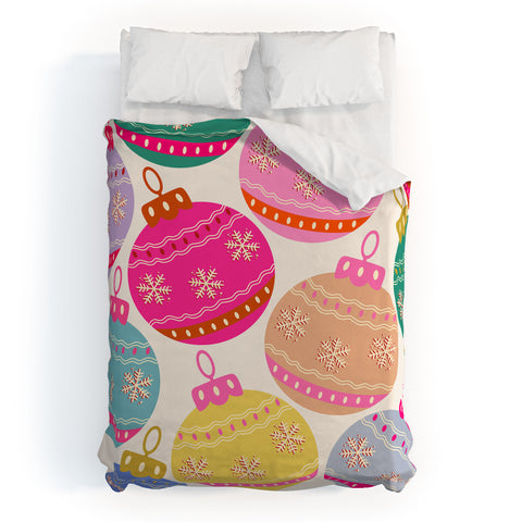 Daily Regina Designs Playful Christmas Baubles Duvet Cover