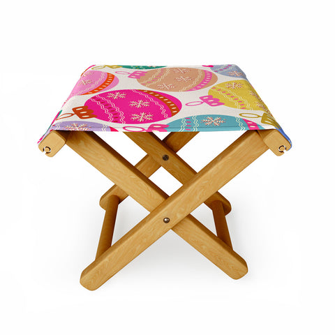 Daily Regina Designs Playful Christmas Baubles Folding Stool