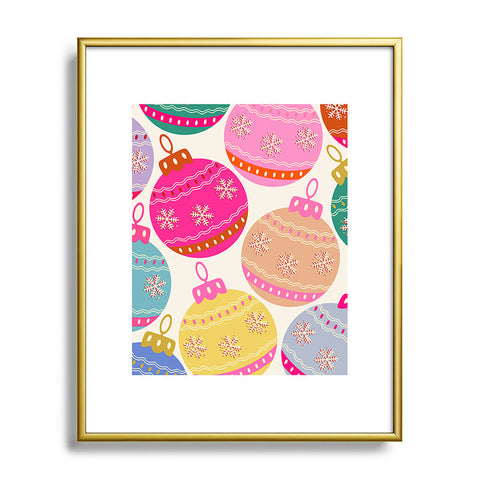 Daily Regina Designs Playful Christmas Baubles Metal Framed Art Print